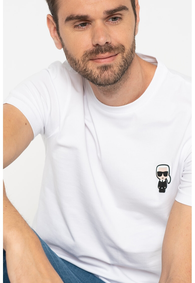 Karl Lagerfeld Tricou cu decolteu la baza gatului si aplicatie logo - Pled.ro