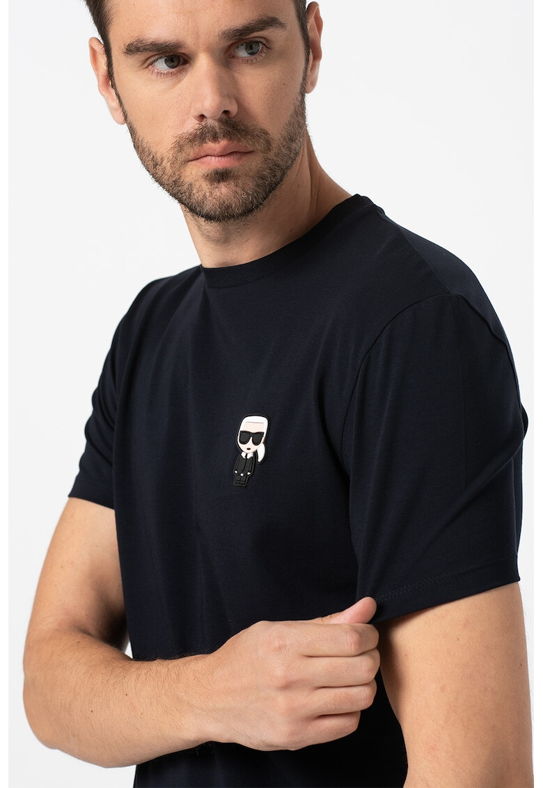 Karl Lagerfeld Tricou cu decolteu la baza gatului si aplicatie logo - Pled.ro