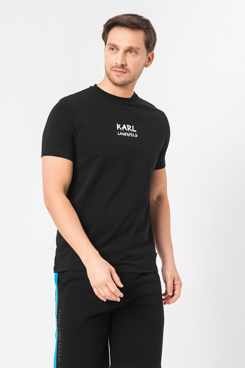 Karl Lagerfeld Tricou cu decolteu la baza gatului si detaliu logo - Pled.ro