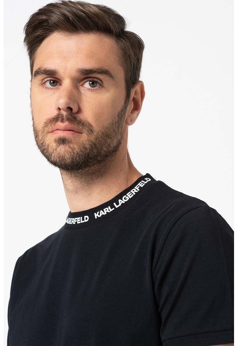 Karl Lagerfeld Tricou cu decolteu la baza gatului si garnitura logo - Pled.ro