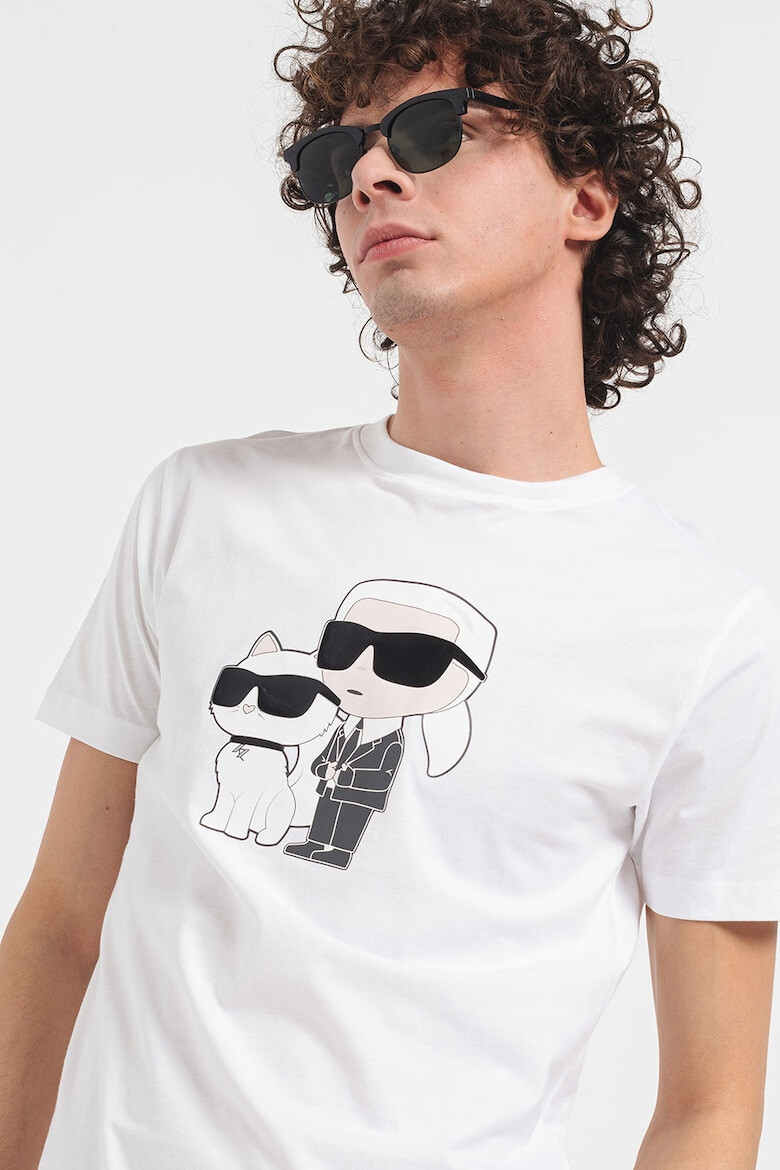 Karl Lagerfeld Tricou cu decolteu la baza gatului si imprimeu - Pled.ro