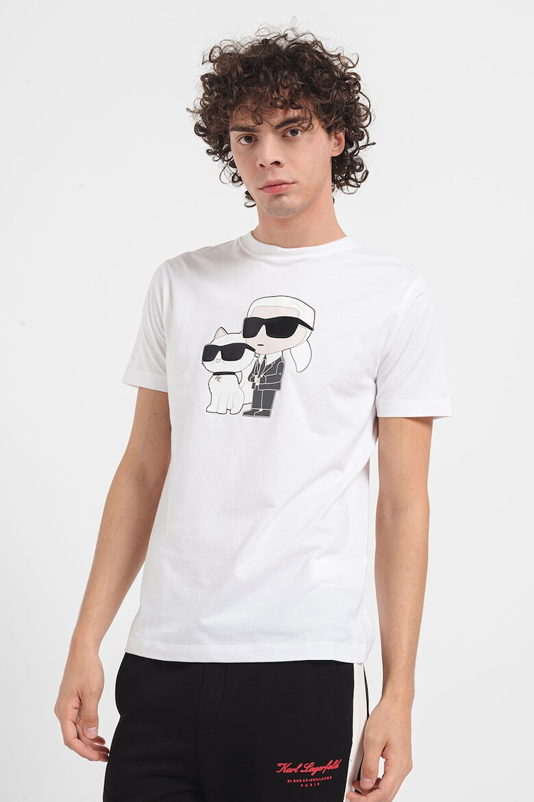 Karl Lagerfeld Tricou cu decolteu la baza gatului si imprimeu - Pled.ro