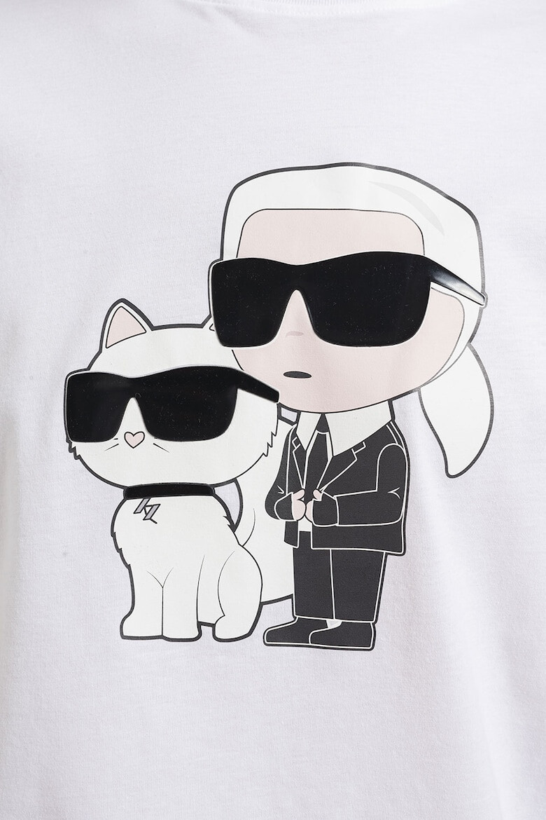 Karl Lagerfeld Tricou cu decolteu la baza gatului si imprimeu - Pled.ro