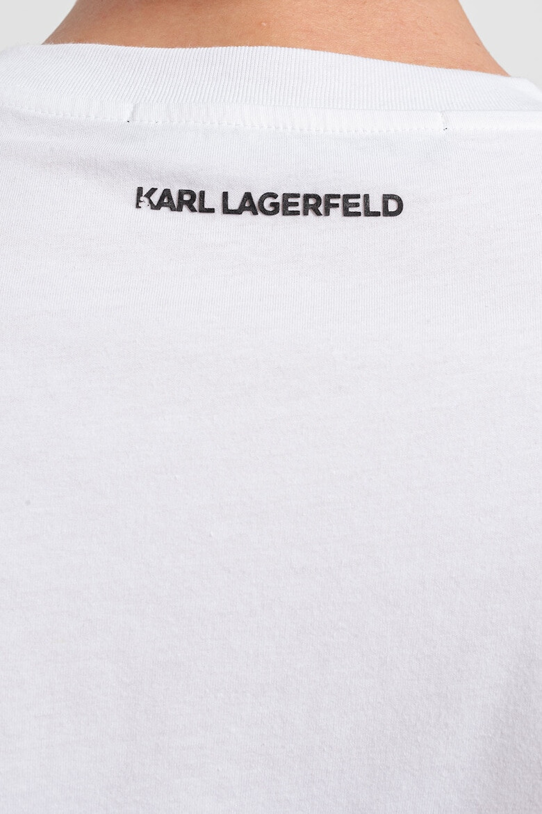 Karl Lagerfeld Tricou cu decolteu la baza gatului si imprimeu - Pled.ro