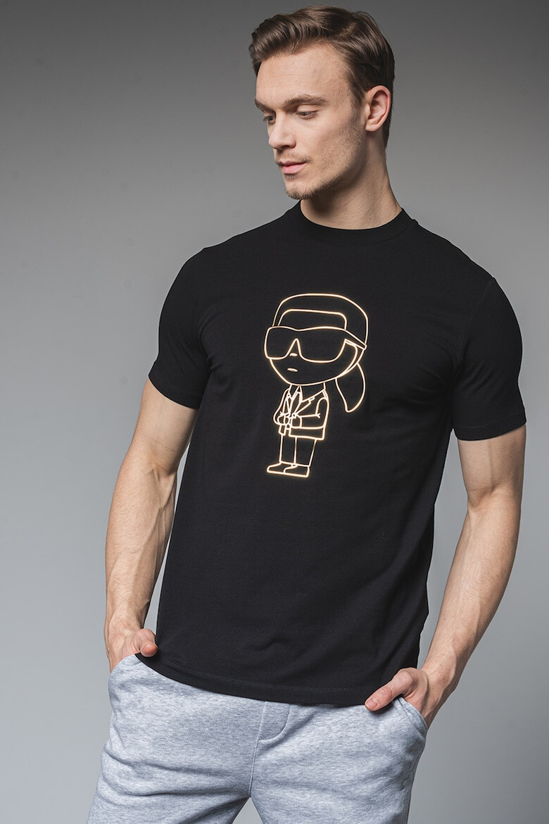 Karl Lagerfeld Tricou cu decolteu la baza gatului si imprimeu - Pled.ro