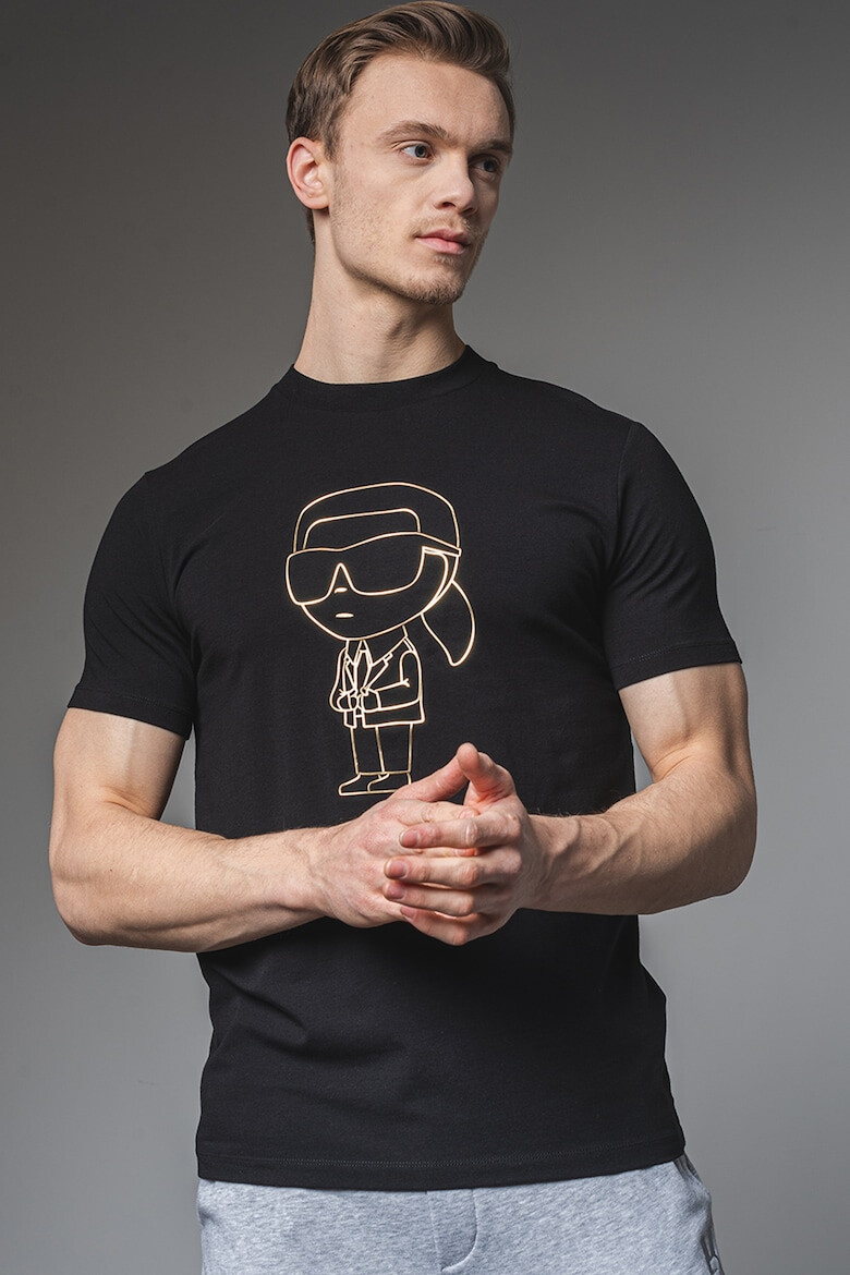 Karl Lagerfeld Tricou cu decolteu la baza gatului si imprimeu - Pled.ro