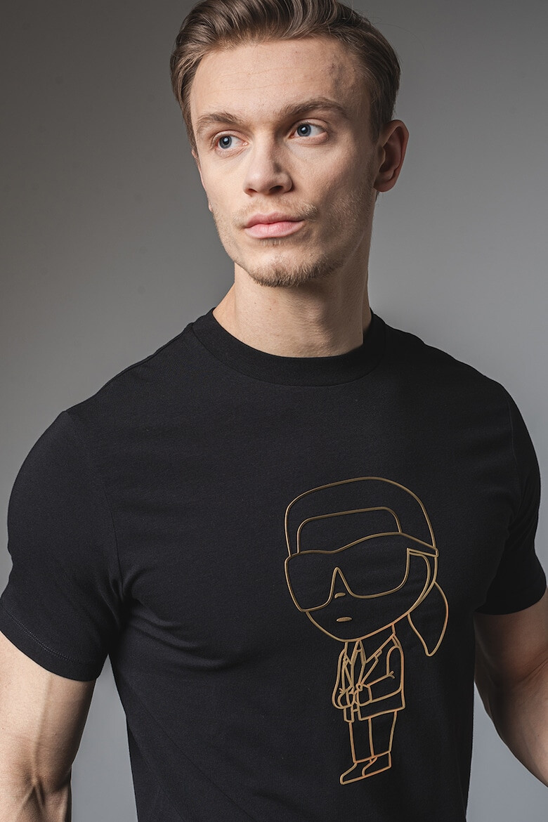 Karl Lagerfeld Tricou cu decolteu la baza gatului si imprimeu - Pled.ro