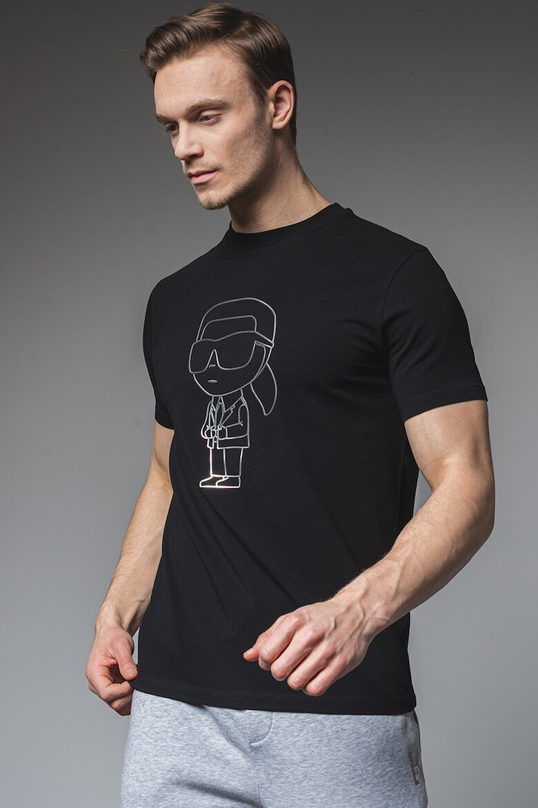 Karl Lagerfeld Tricou cu decolteu la baza gatului si imprimeu - Pled.ro