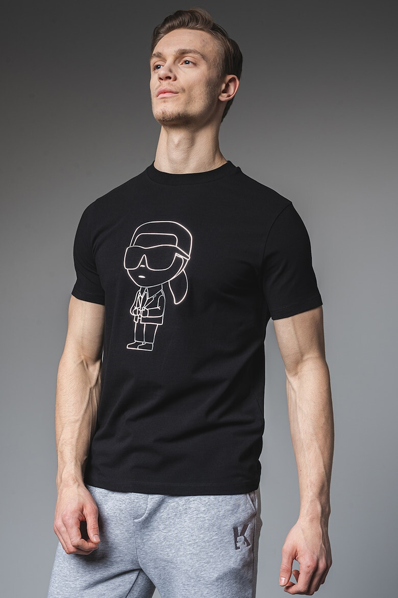 Karl Lagerfeld Tricou cu decolteu la baza gatului si imprimeu - Pled.ro