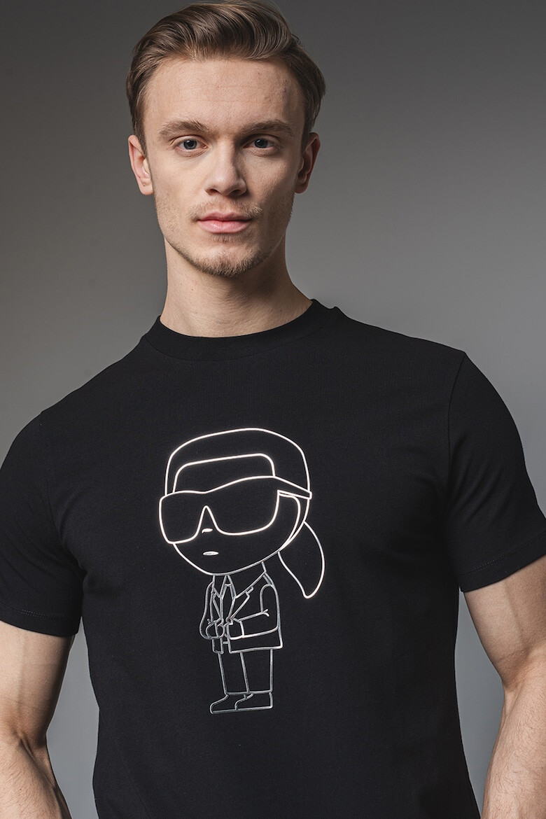 Karl Lagerfeld Tricou cu decolteu la baza gatului si imprimeu - Pled.ro