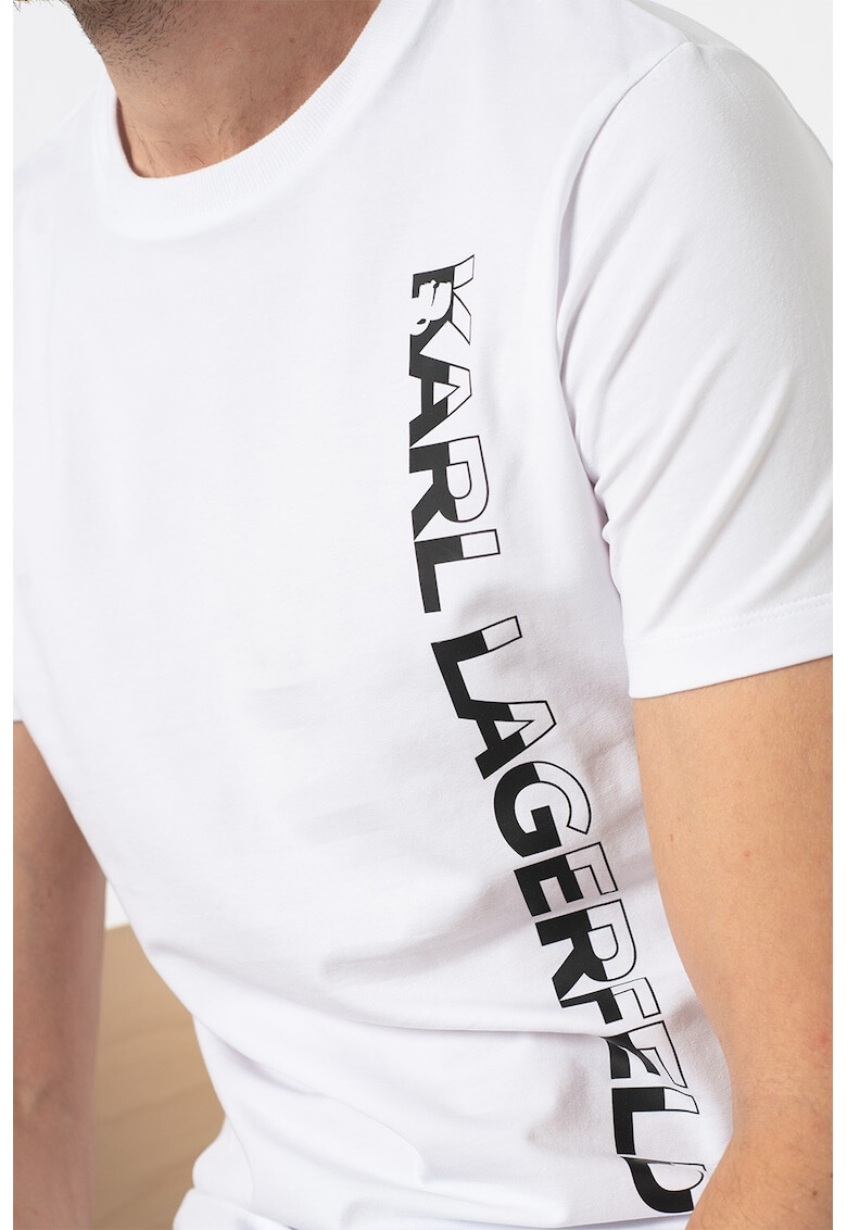 Karl Lagerfeld Tricou cu decolteu la baza gatului si imprimeu logo - Pled.ro