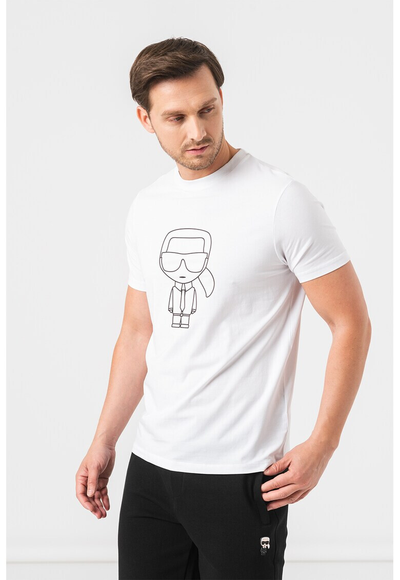 Karl Lagerfeld Tricou cu decolteu la baza gatului si imprimeu logo - Pled.ro