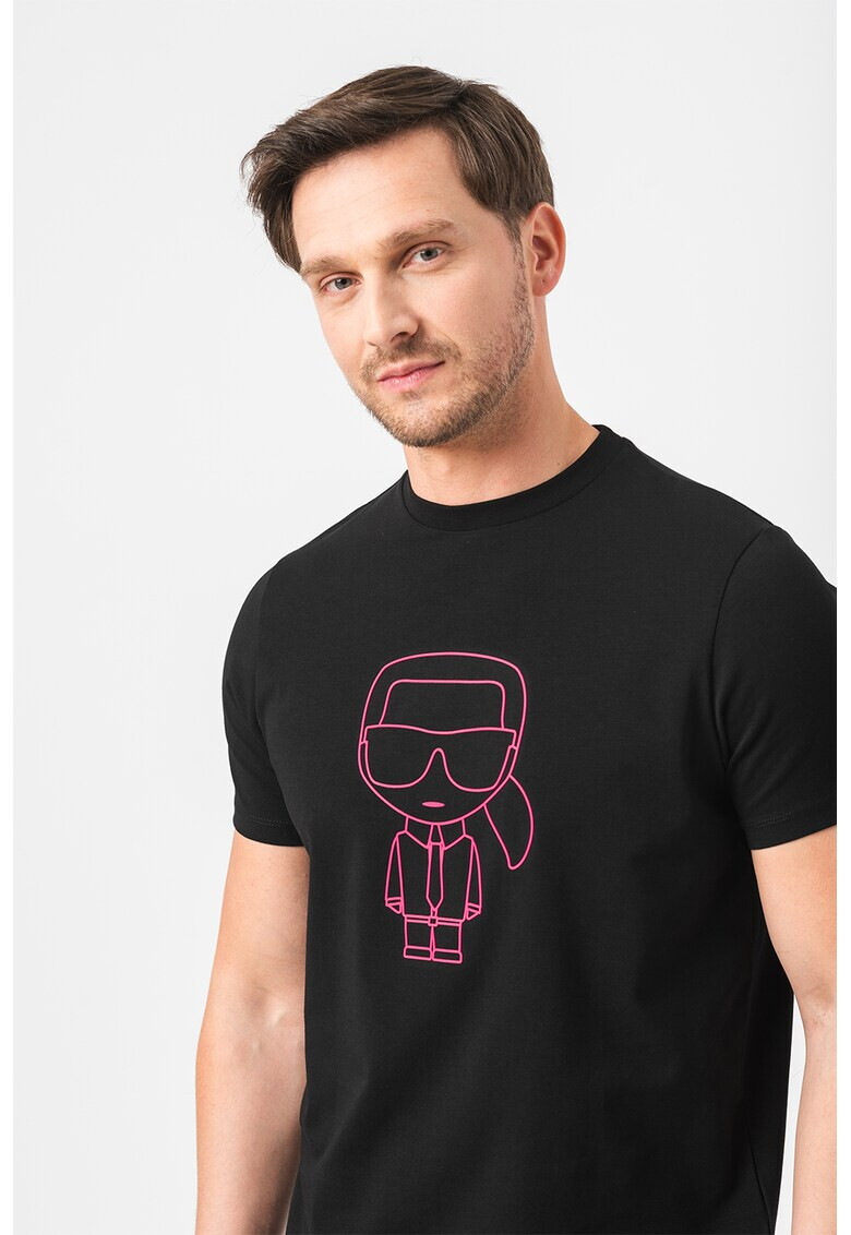 Karl Lagerfeld Tricou cu decolteu la baza gatului si imprimeu logo - Pled.ro