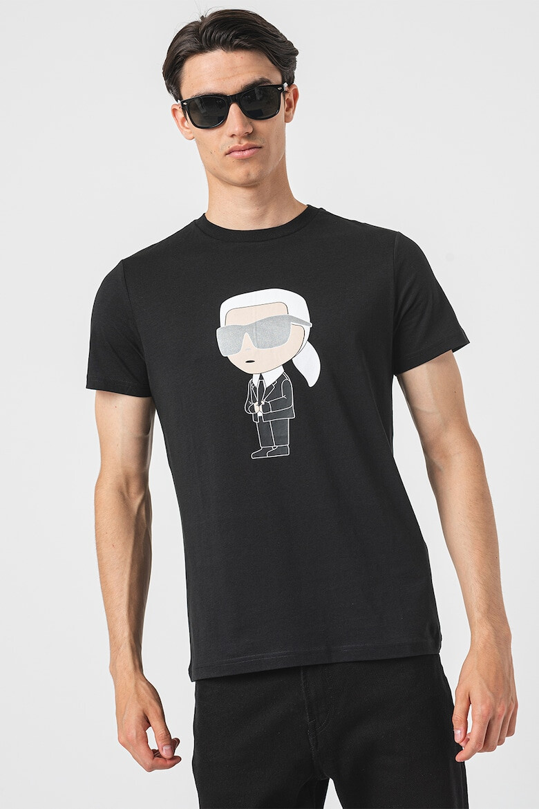 Karl Lagerfeld Tricou cu decolteu la baza gatului si imprimeu logo - Pled.ro