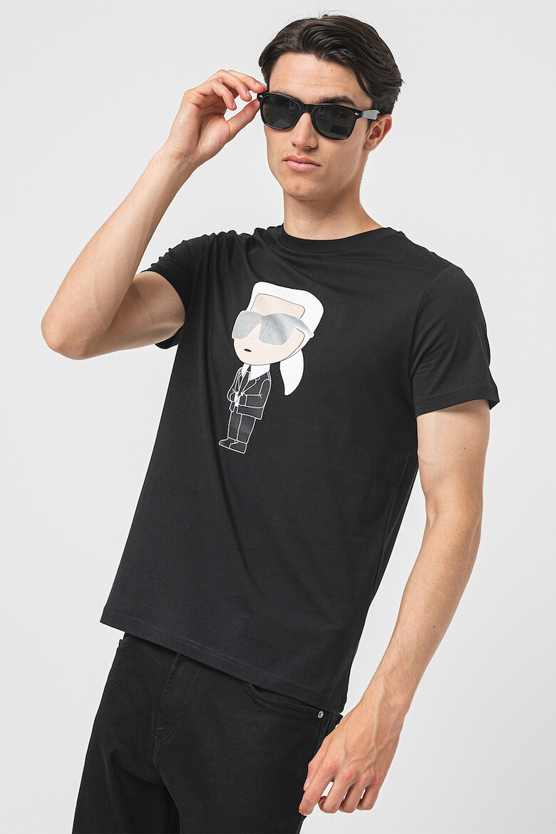 Karl Lagerfeld Tricou cu decolteu la baza gatului si imprimeu logo - Pled.ro