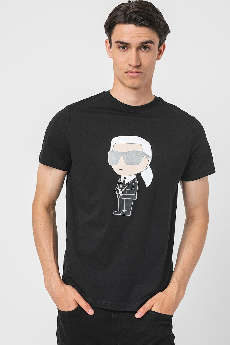 Karl Lagerfeld Tricou cu decolteu la baza gatului si imprimeu logo - Pled.ro