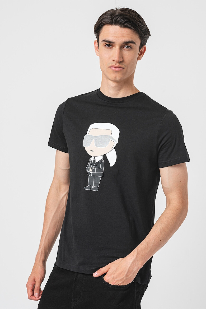 Karl Lagerfeld Tricou cu decolteu la baza gatului si imprimeu logo - Pled.ro