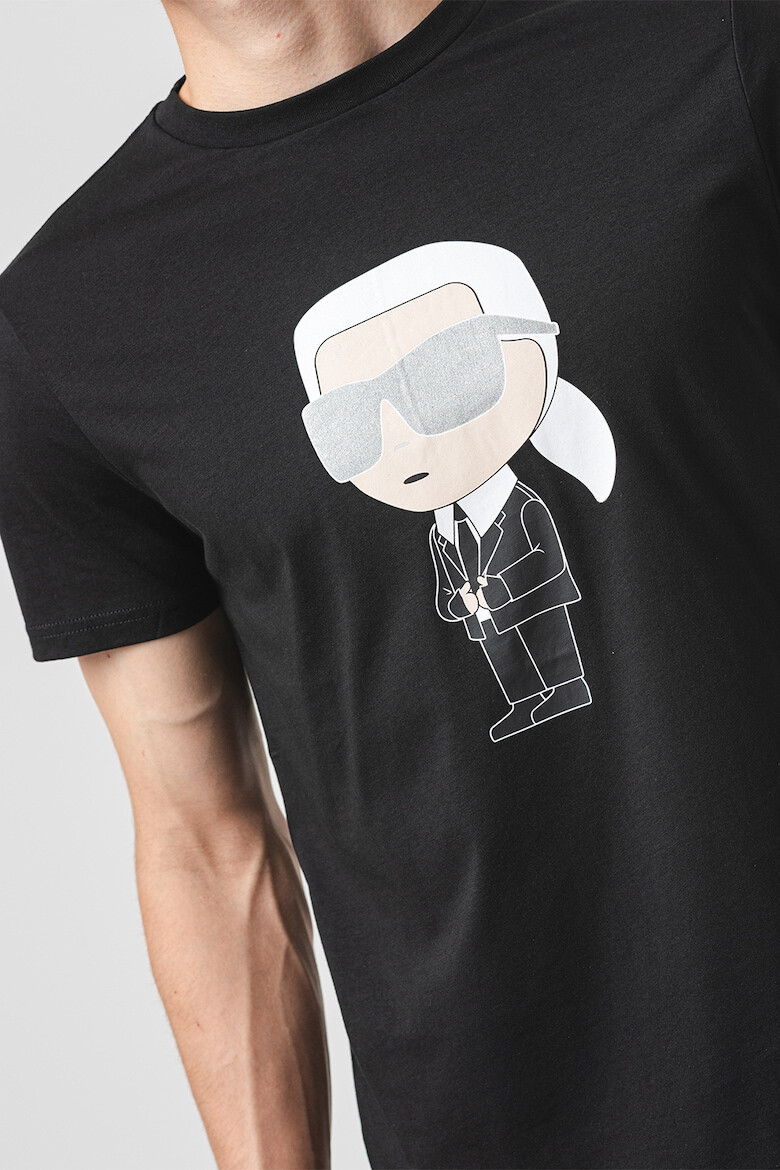 Karl Lagerfeld Tricou cu decolteu la baza gatului si imprimeu logo - Pled.ro