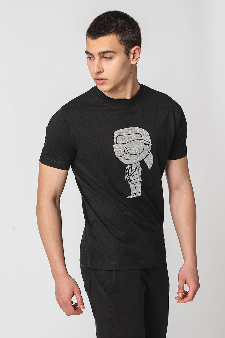 Karl Lagerfeld Tricou cu decolteu la baza gatului si imprimeu logo - Pled.ro