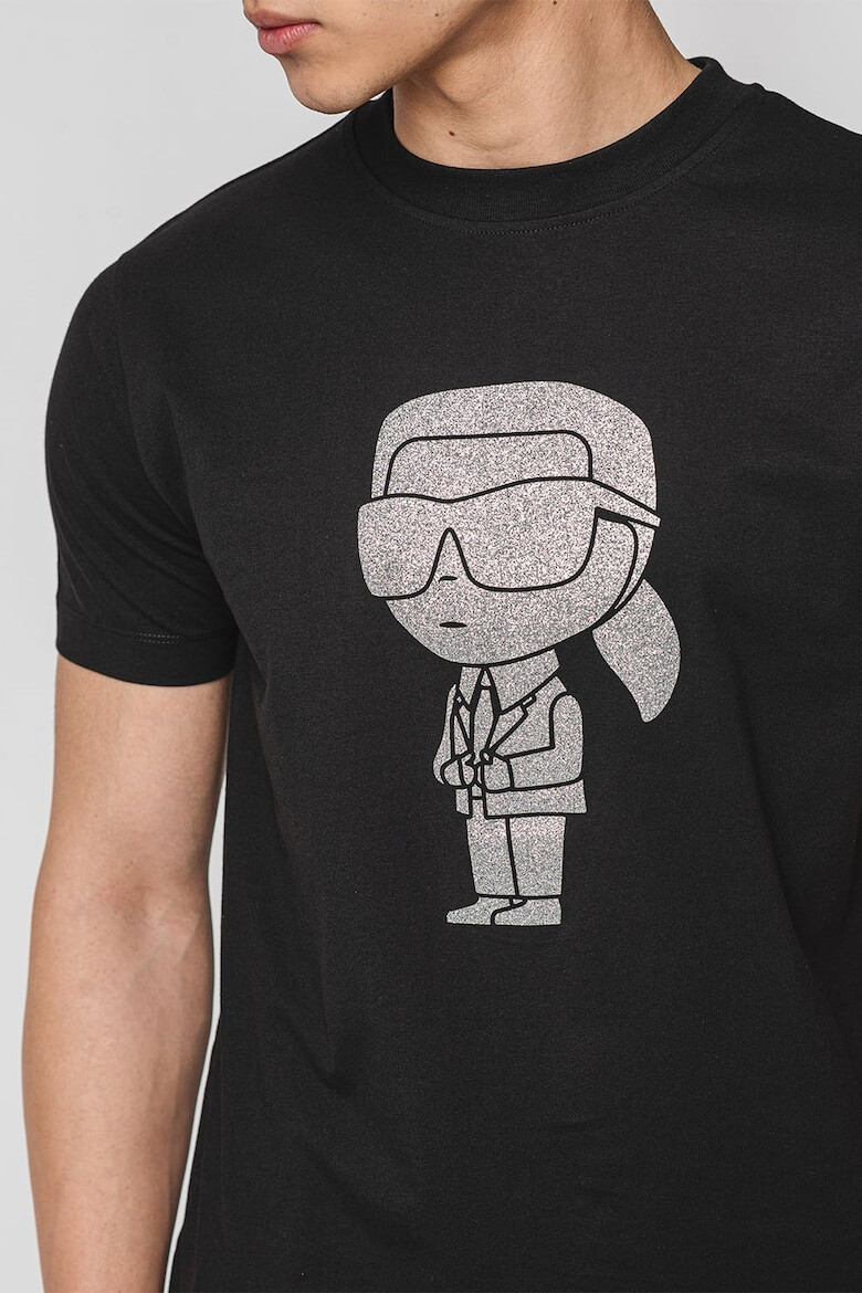 Karl Lagerfeld Tricou cu decolteu la baza gatului si imprimeu logo - Pled.ro