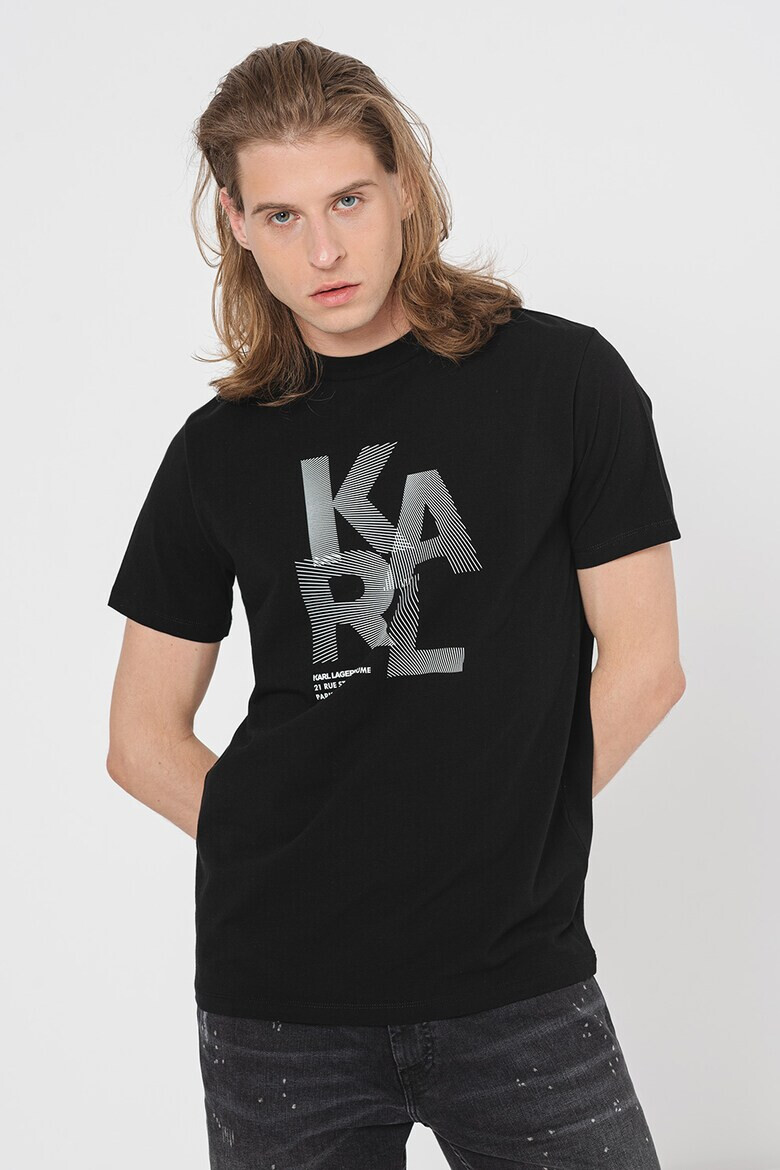 Karl Lagerfeld Tricou cu decolteu la baza gatului si imprimeu logo - Pled.ro