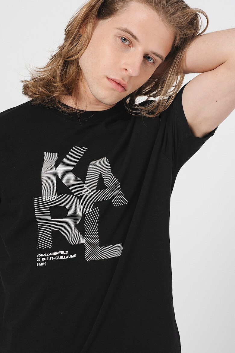 Karl Lagerfeld Tricou cu decolteu la baza gatului si imprimeu logo - Pled.ro