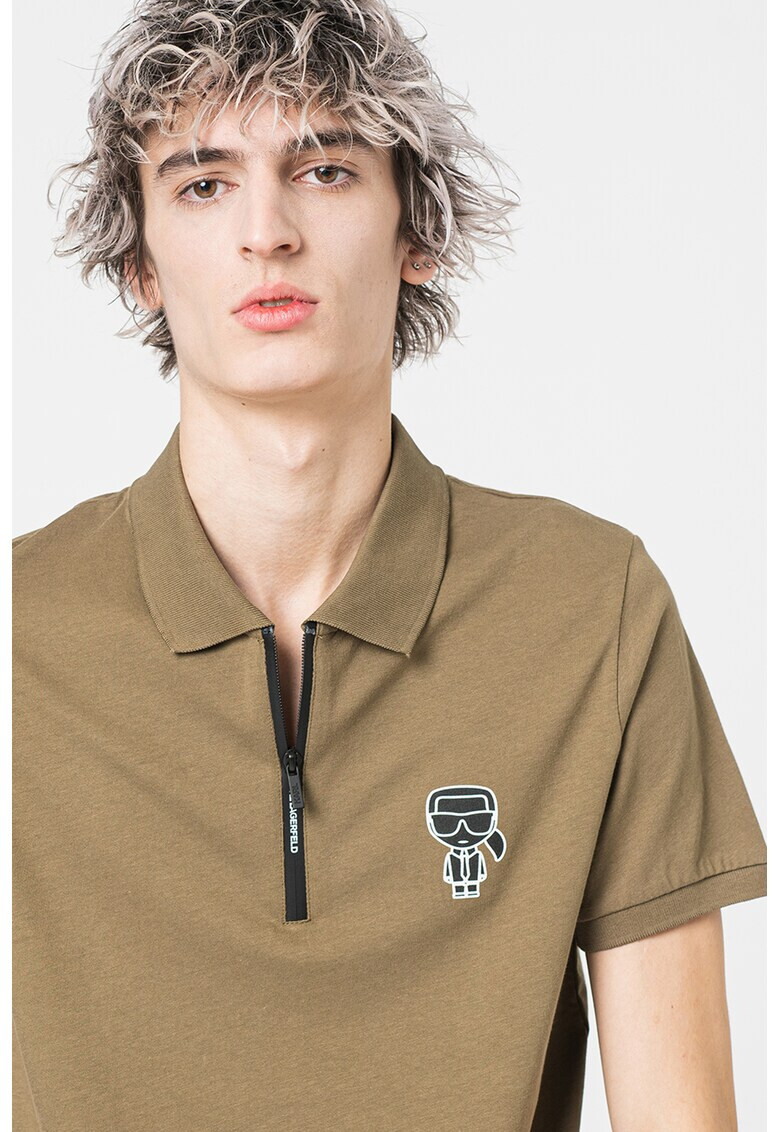 Karl Lagerfeld Tricou polo din bumbac cu fenta cu fermoar - Pled.ro