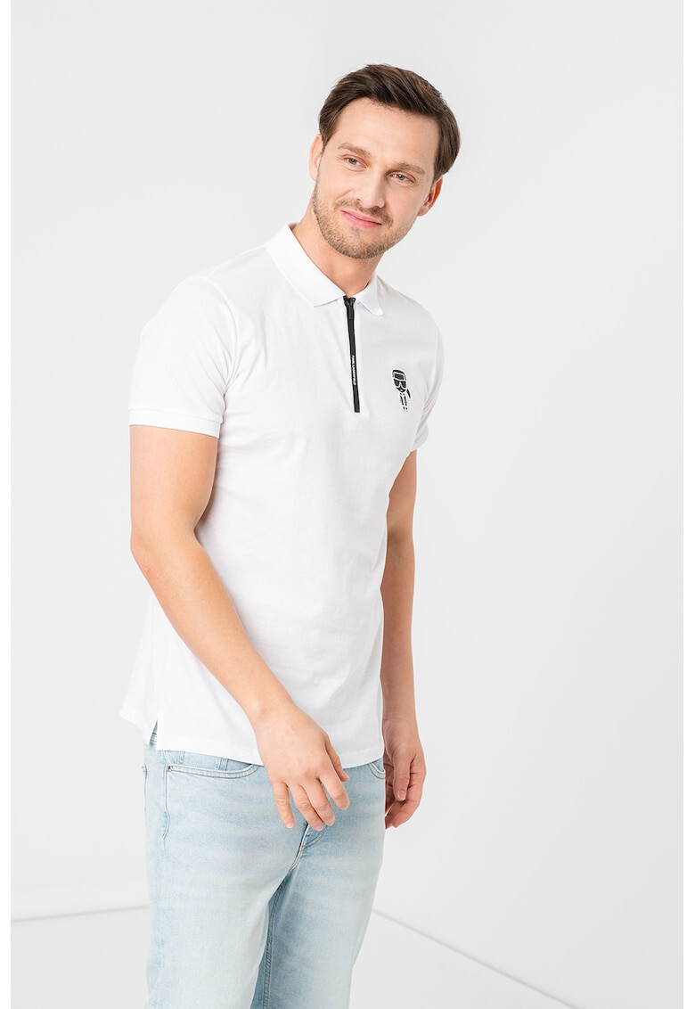 Karl Lagerfeld Tricou polo din bumbac cu fenta cu fermoar - Pled.ro