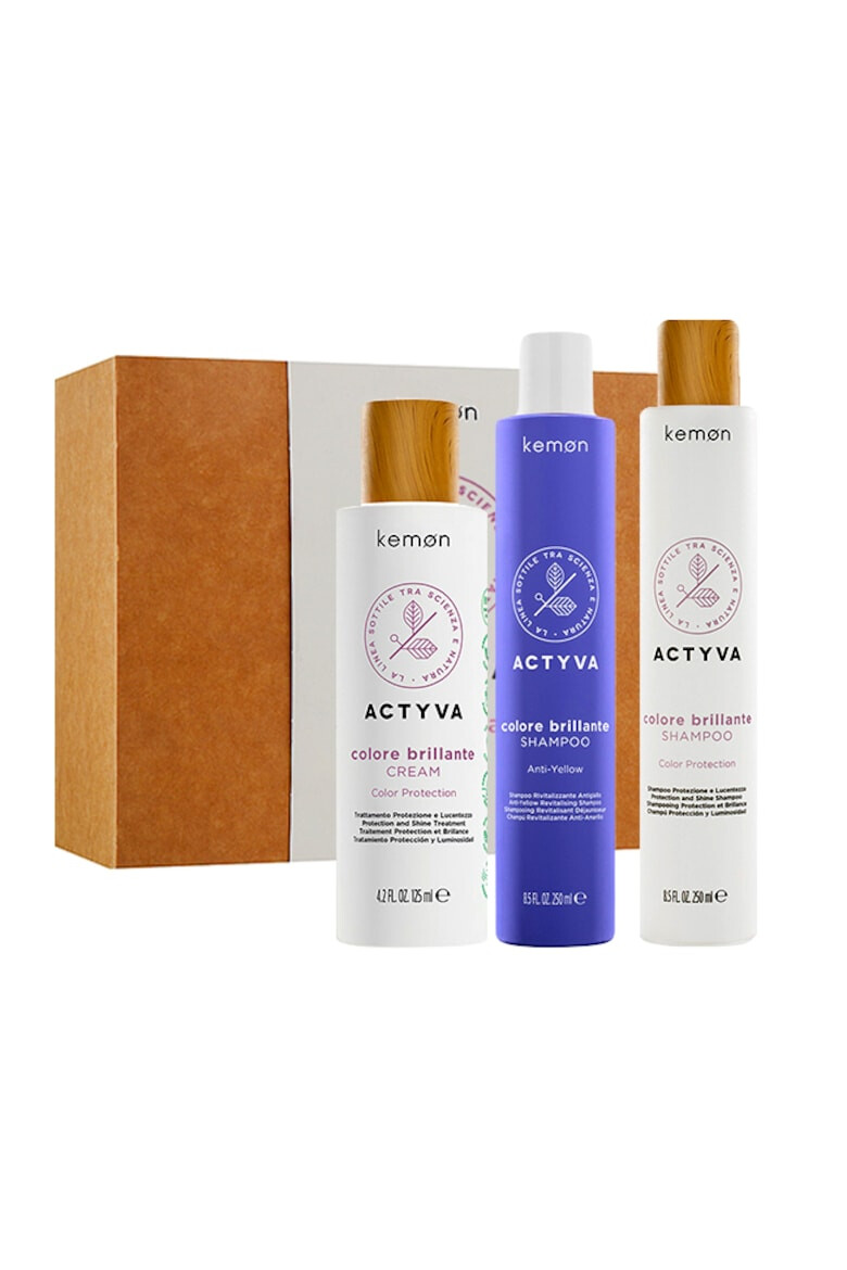 Kemon Set pentru par vopsit Actyva Colore Brillante: Sampon 250 ml Sampon 250 ml Crema 125 ml - Pled.ro