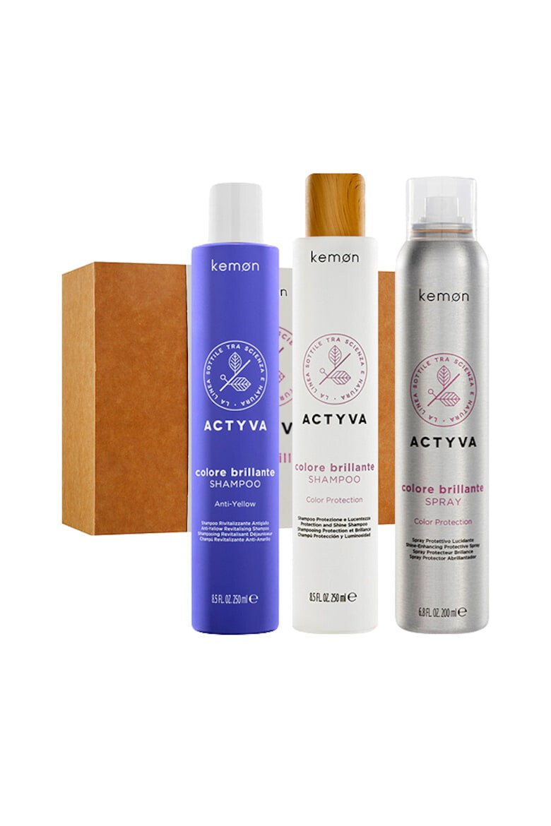 Kemon Set pentru par vopsit Actyva Colore Brillante: Sampon 250 ml Sampon 250 ml Spray 200 ml - Pled.ro