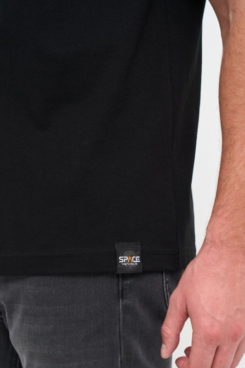 Kenvelo Tricou barbat cu imprimeu si logo Negru - Pled.ro