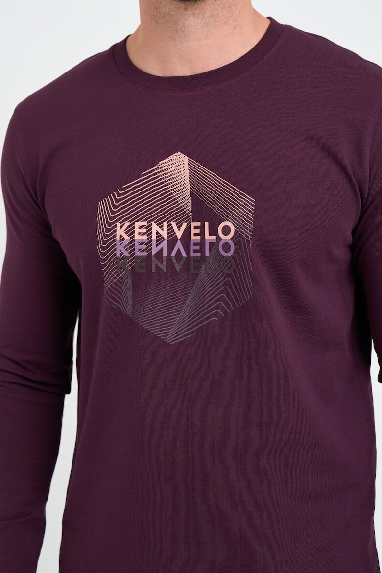 Kenvelo Tricou barbat cu maneca lunga cu imprimeu logo Mov - Pled.ro