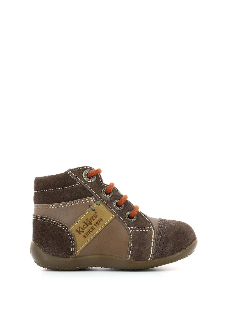 Kickers kids Pantofi sport mid-high de piele cu garnituri de piele intoarsa - Pled.ro