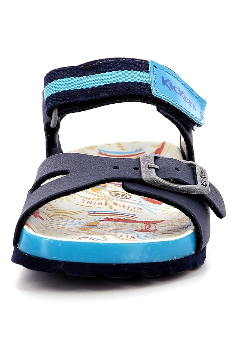 Kickers kids Sandale din piele ecologica cu bareta cu inchidere velcro - Pled.ro