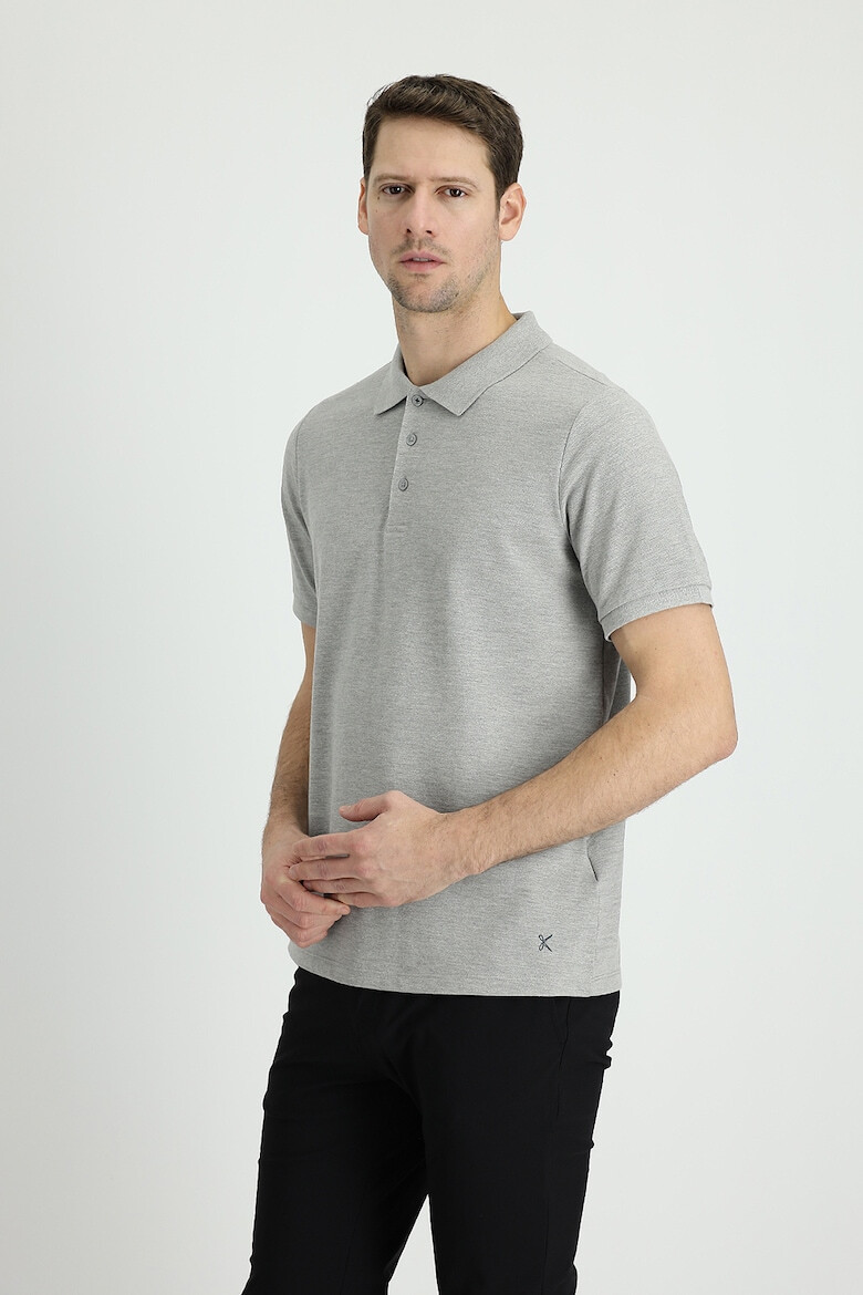 KIGILI Tricou polo din bumbac cu model uni - Pled.ro