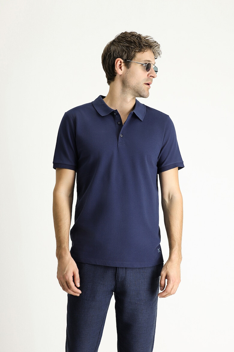 KIGILI Tricou polo din bumbac cu model uni - Pled.ro