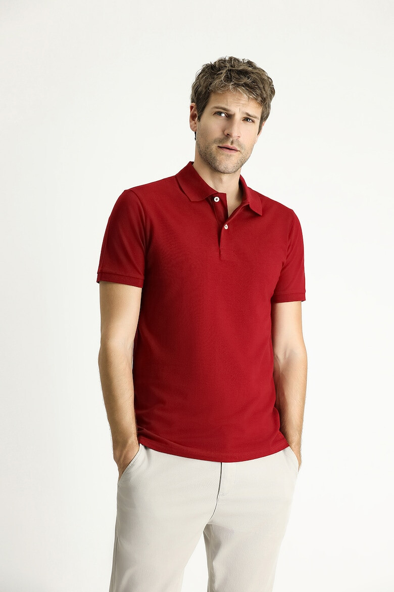 KIGILI Tricou polo din bumbac cu model uni - Pled.ro