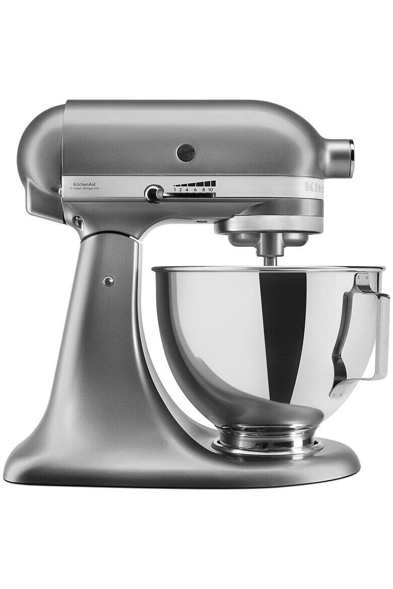 KitchenAid Mixer cu bol 4.3L 275W Numar viteze: 10 Viteza maxima de rotatie: 220/min Silver - Pled.ro