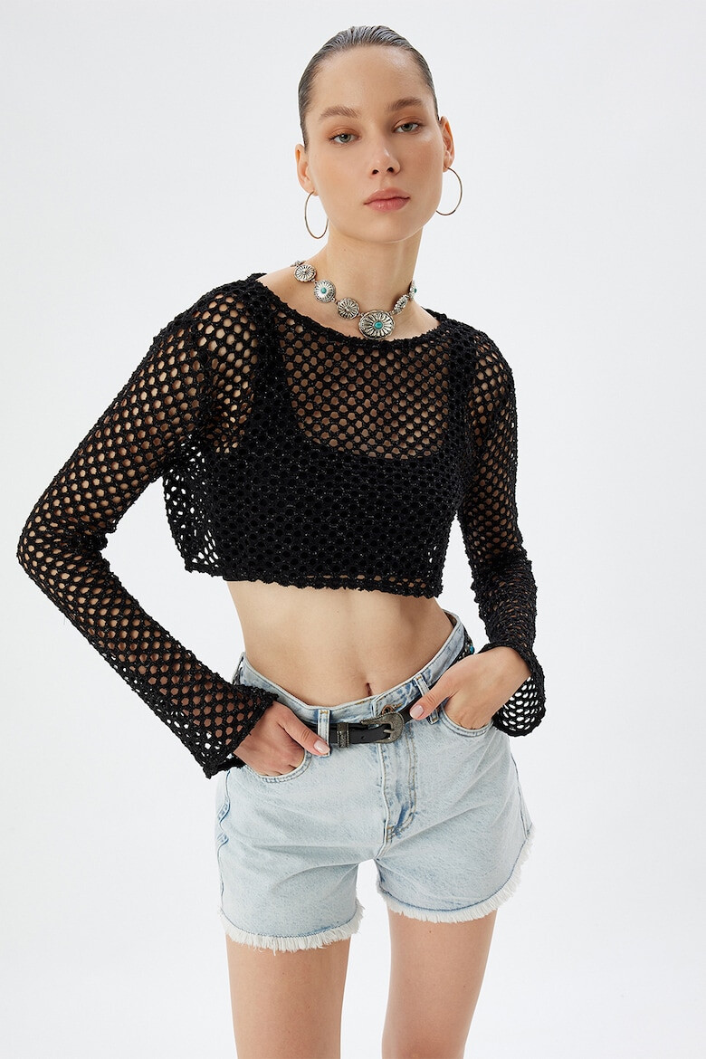 KOTON Bluza crop cu model cu perforatii - Pled.ro