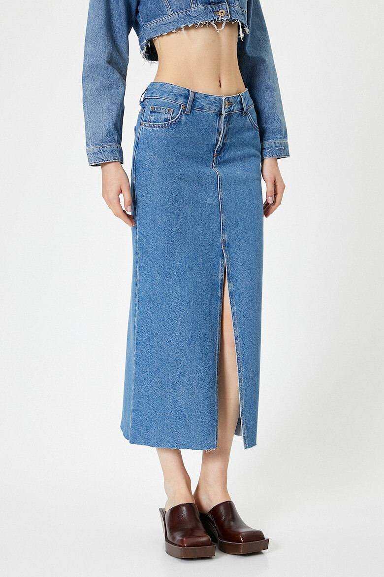 KOTON Fusta midi din denim cu slit frontal - Pled.ro