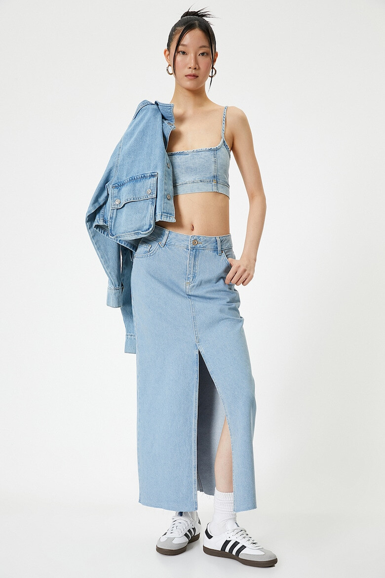 KOTON Fusta midi din denim cu slit frontal - Pled.ro