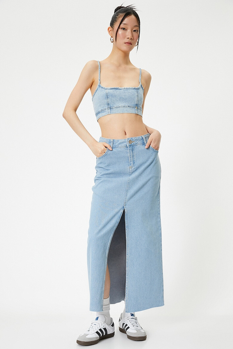 KOTON Fusta midi din denim cu slit frontal - Pled.ro