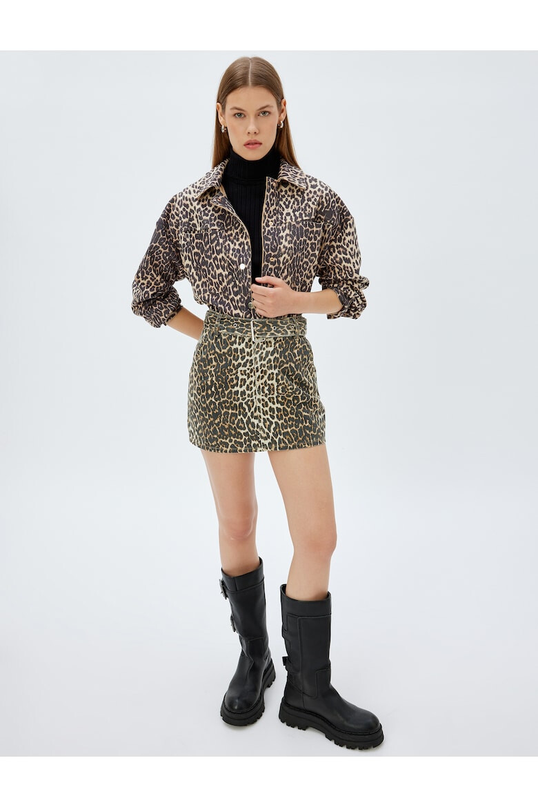 KOTON Jacheta crop cu animal print - Pled.ro