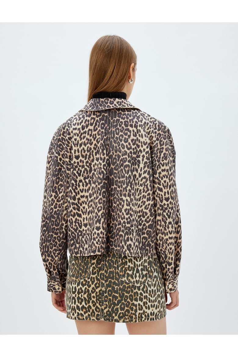 KOTON Jacheta crop cu animal print - Pled.ro