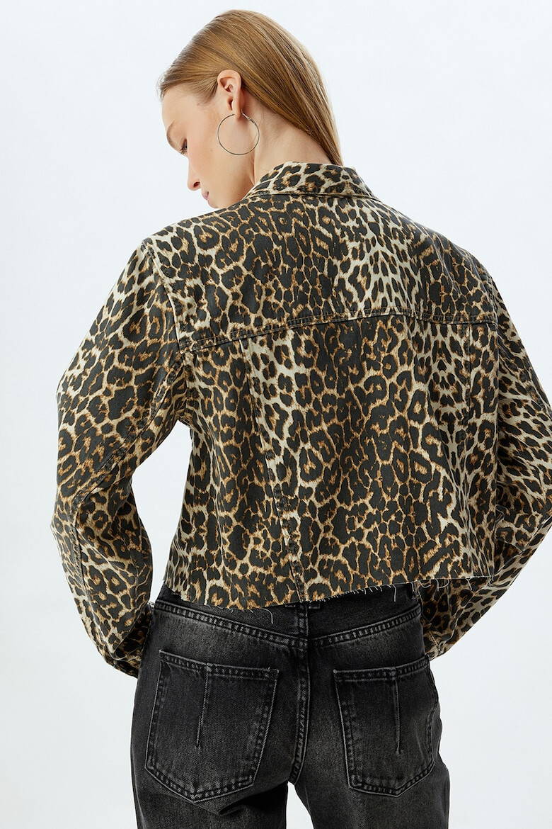 KOTON Jacheta crop cu animal print - Pled.ro