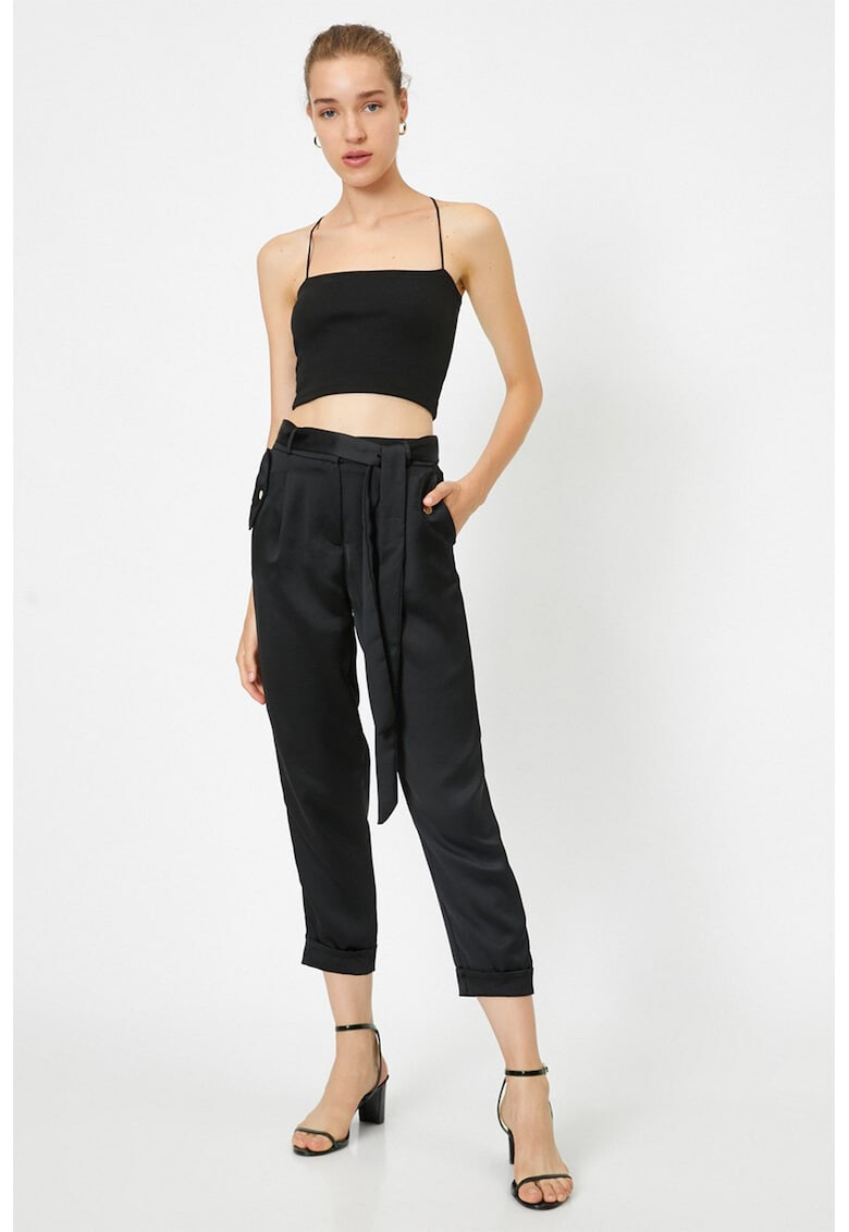 KOTON Pantaloni crop drepti cu cordon in talie - Pled.ro