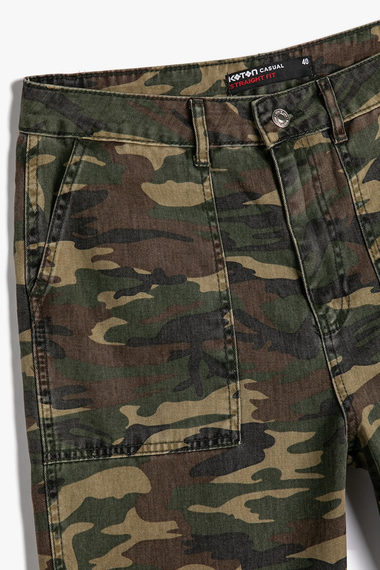 KOTON Pantaloni cu talie medie si model camuflaj - Pled.ro