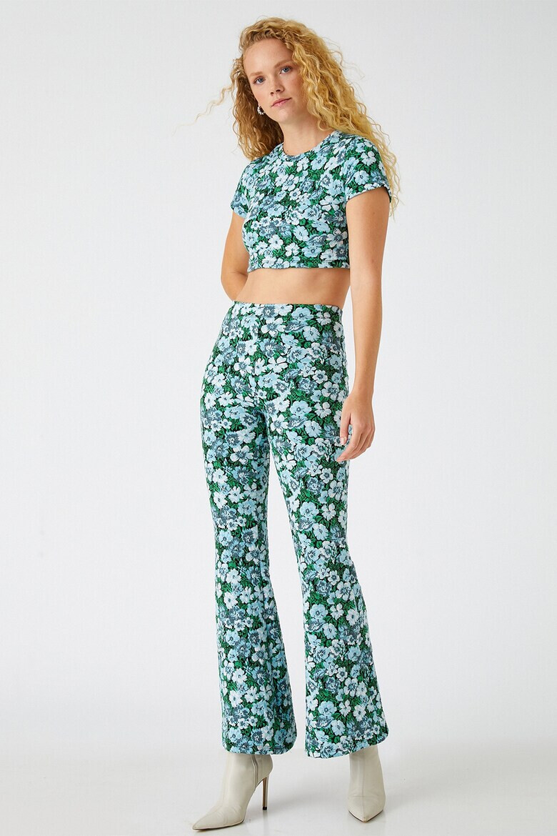 KOTON Pantaloni evazati cu model floral - Pled.ro