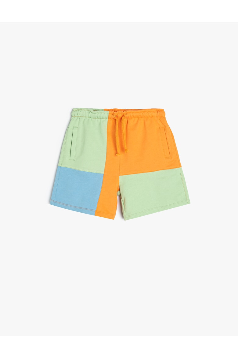 KOTON Pantaloni scurti de bumbac cu snur si model colorblock - Pled.ro