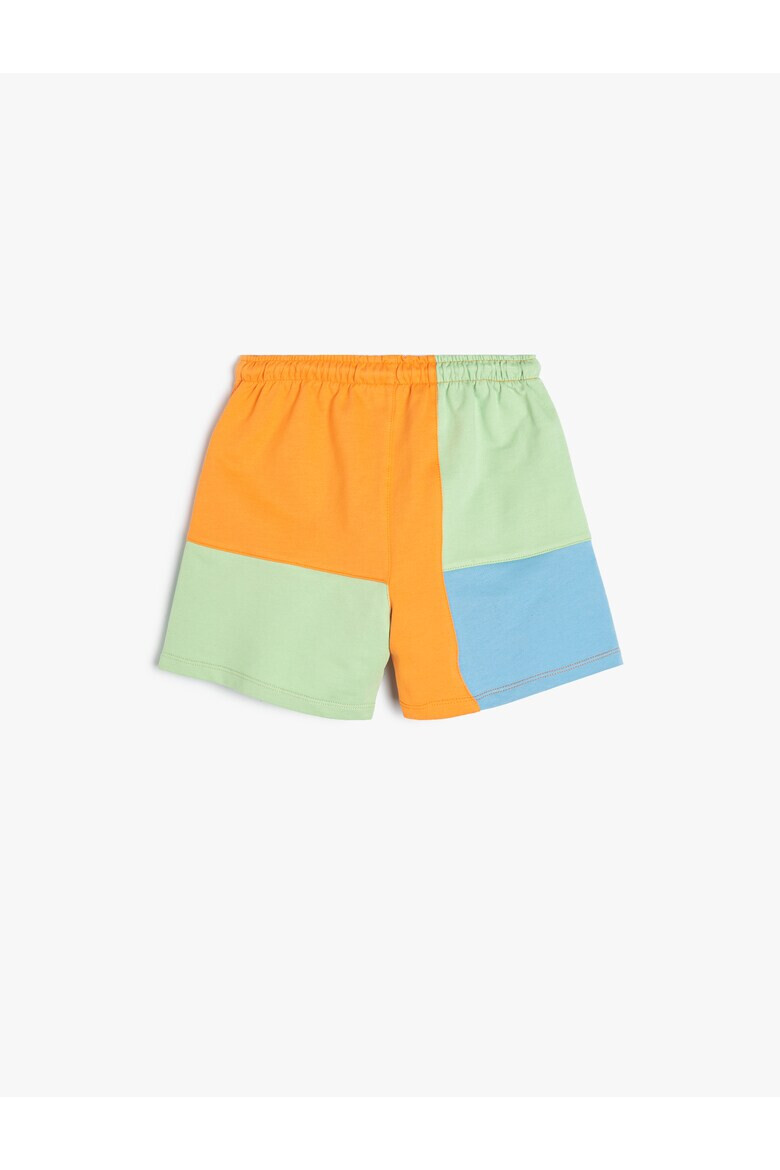 KOTON Pantaloni scurti de bumbac cu snur si model colorblock - Pled.ro